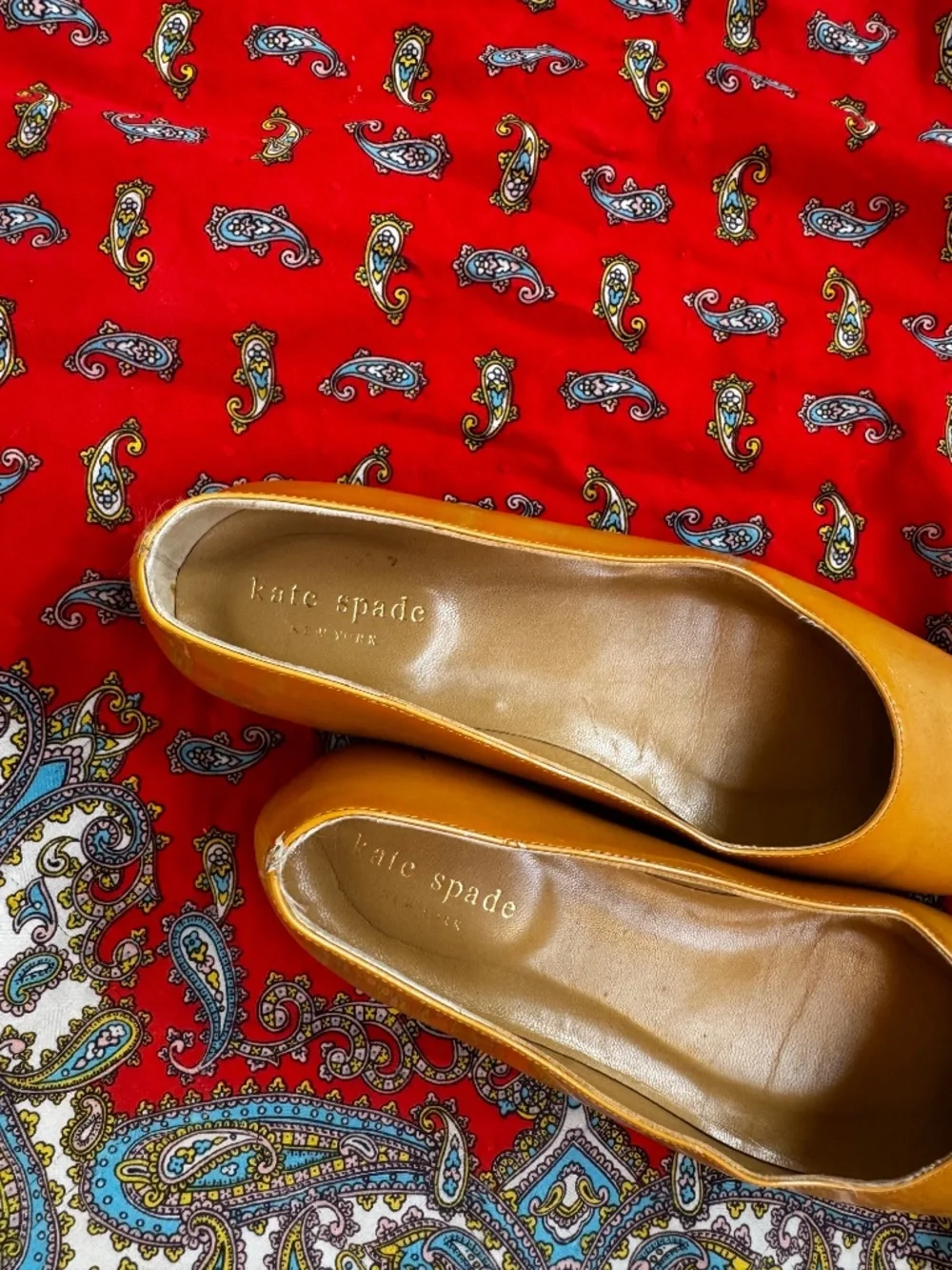 Kate Spade Nude Patent Leather Square Toe Ballet Flats